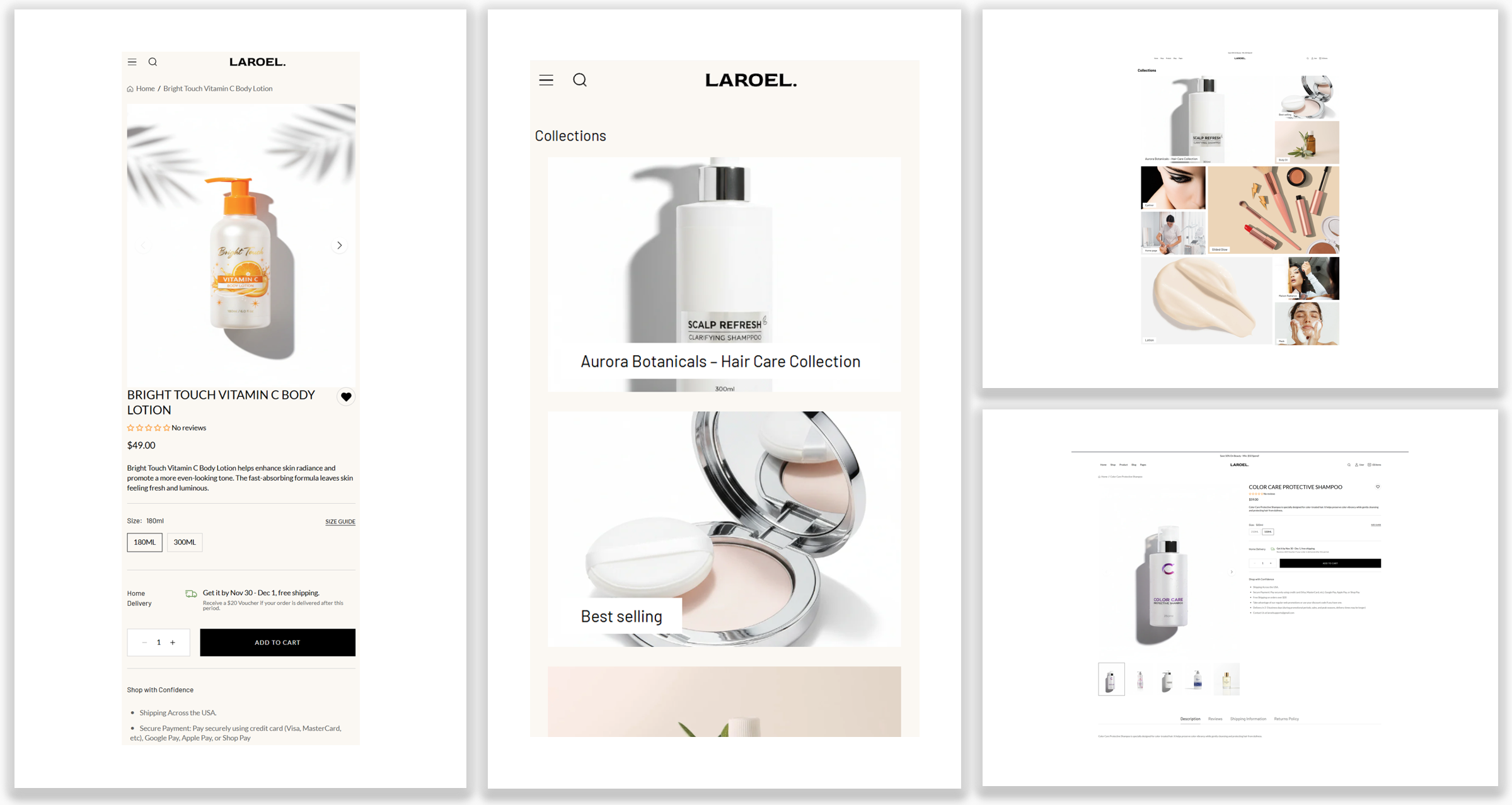 Mobile optimized shop and product pages